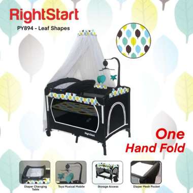 Right Start - Playard (baby box) PY894 | Tempat Tidur Bayi LEAF SHAPES