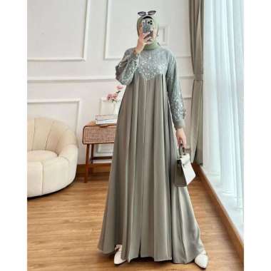 Gamis Kondangan Terbaru Brukat Jumbo Ld 120 Davina Dress Ceruty Babydoll Mix Brokat Mewah Elegan Baj