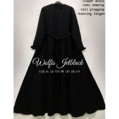 [[ EXCLUSIVE JETBLACK / GAMIS JETBLACK POLOS / GAMIS SYARI WARNA HITAM - XL M