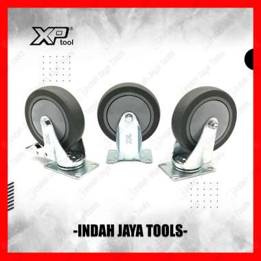 XP TOOL Roda TPR Karet Abu 5 Inch HIDUP MATI REM - Troli Kastor Caster Trolley REM