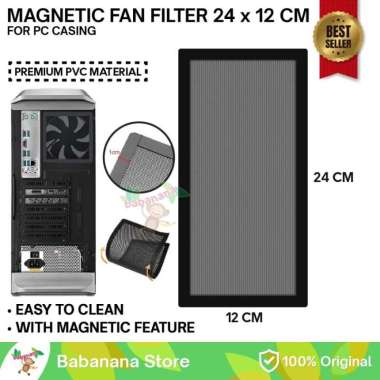 Filter fan magnet 12x24cm fan pc casing kipas komputer case cooler