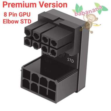 PCIE 8 pin vga 180 degree adapter elbow siku socket vga 8pin reverse Premium