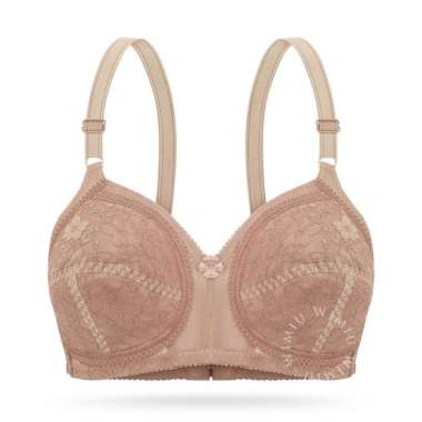 Wimiu BH Bra Wanita Cup C D Jumbo Tanpa Busa Tanpa Kawat Bra Beha Motif Depan Brukat Beha Be Ha Besa