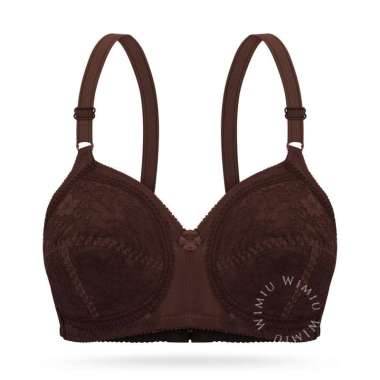 Wimiu BH Bra Wanita Cup C D Jumbo Tanpa Busa Tanpa Kawat Bra Beha Motif Depan Brukat Beha Be Ha Besa