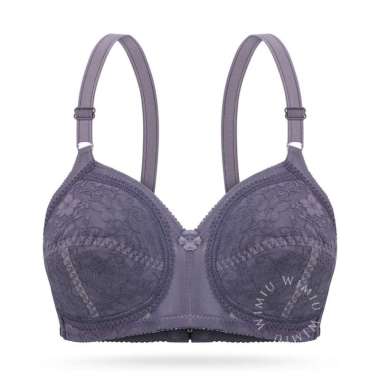 Wimiu BH Bra Wanita Cup C D Jumbo Tanpa Busa Tanpa Kawat Bra Beha Motif Depan Brukat Beha Be Ha Besa