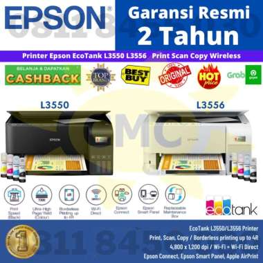 Printer Epson L3550 L3556 Multifungsi Print Scan Copy Wireless Inktank Putih L3556