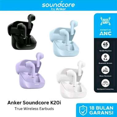 ANKER Soundcore K20i Headset Bluetooth TWS True Wireless Earbuds Earphone Stereo Powerfull Bass Puti