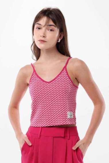MINIMAL/Emily In Paris - Gail - Jaquard Crop Tank - Dark Pink M Pink_Dark