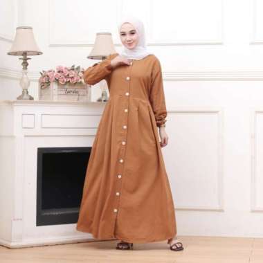 Baju Gamis Wanita Gamis Rayon Polos Busui Full Kancing Depan XL - ijo botol, XL XL coksu