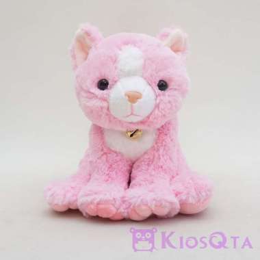 boneka kucing lucu baby cat pakai kalung lonceng pink small
