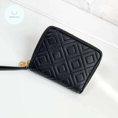Tory Burch TB medium fleming zip compact wallet in black