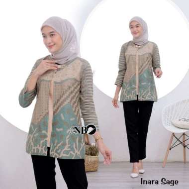 Batik wanita atasan batik modern batik kerja kantor blouse batik bolero XL Bolero Inara sage
