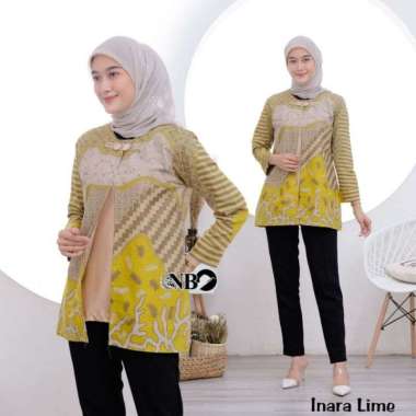 Batik wanita atasan batik modern batik kerja kantor blouse batik bolero M Bolero Inara lime