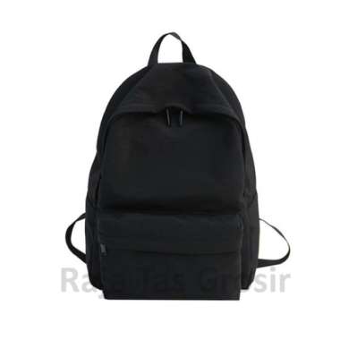 Tas Ransel Polos Tas Sekolah Remaja Perempuan SMP SMA Kuliah uk Sedang - Hitam Hitam