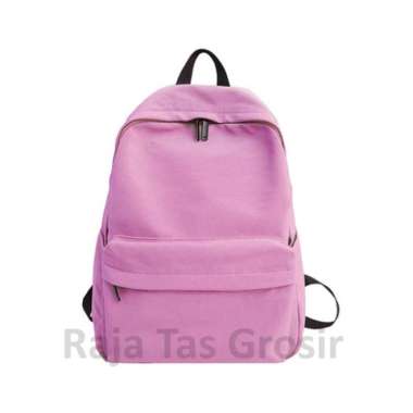 Tas Ransel Polos Tas Sekolah Remaja Perempuan SMP SMA Kuliah uk Sedang - Hitam Pink