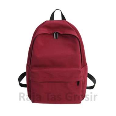 Tas Ransel Polos Tas Sekolah Remaja Perempuan SMP SMA Kuliah uk Sedang - Hitam Marun