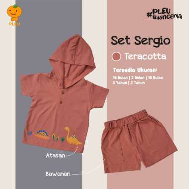 PLEU Set Sergio | Setelan Anak Laki Laki Usia 6 Bulan-3 Tahun 18 bulan Teracotta