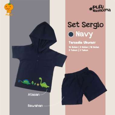 PLEU Set Sergio | Setelan Anak Laki Laki Usia 6 Bulan-3 Tahun 2 Tahun Navy