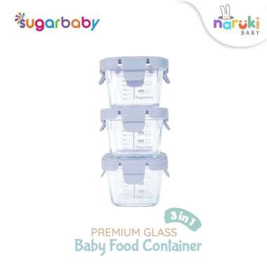 Sugar Baby Premium Glass Jar Baby Food Container 3 pcs BPA FREE Peralatan Makan Bayi MPASI PP Blue