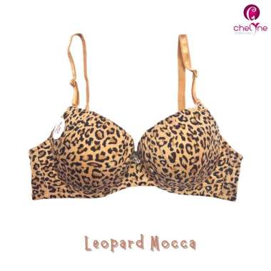 Chelyne BH Half Cup V729 Motif Leopard - Push-Up Bra Dengan Kawat Penyangga 32/36 - T-Shirt Bra Leop