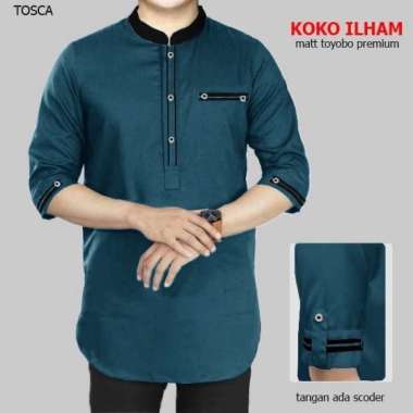 Pin&Ko Koko Kurta Ilham S M L XL XXL 3XL Koko Qurta Pakaian Muslim Pria Dewasa Tosca L