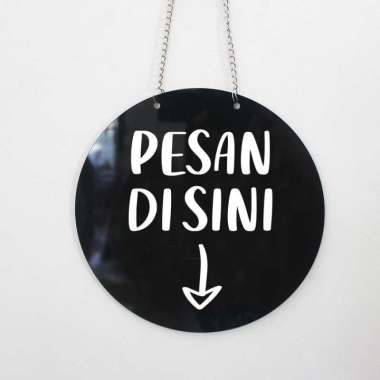 Sign Pesan Disini UV Print Acrylic | Sign Toko | Sign Board Hitam
