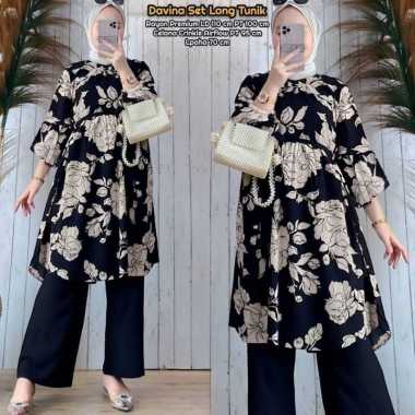 Gradasi Set Long Tunik - One Set Wanita Tunik Ceruti Babydoll Baju Setelan Kekinian Celana Kulot All