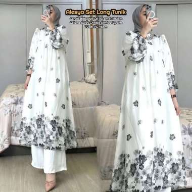 Gradasi Set Long Tunik - One Set Wanita Tunik Ceruti Babydoll Baju Setelan Kekinian Celana Kulot All