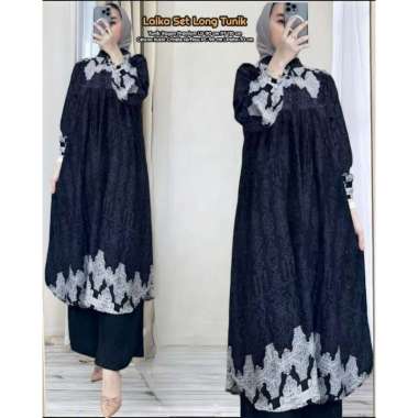 Gradasi Set Long Tunik - One Set Wanita Tunik Ceruti Babydoll Baju Setelan Kekinian Celana Kulot All
