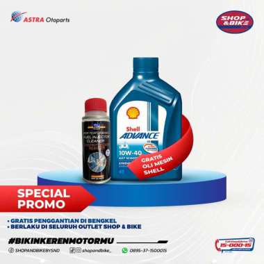 Injector Cleaner Bluechem + GRATIS Oli Shell Advance AX7SC (Matic) 10W40 SN 0.8LTR [Voucher Pasang d