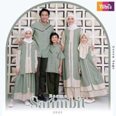 Sarimbit Nibras Terbaru 2023 Basma Green Sage Gamis P.0/P.1