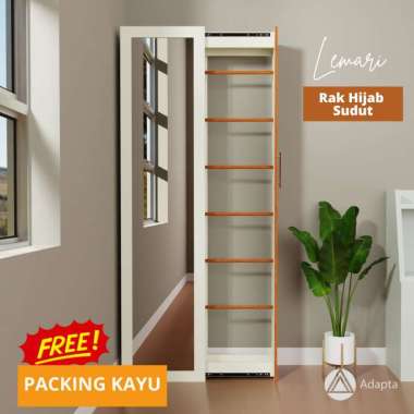 Adapta-Standing Mirror Lemari Rak Hijab Gantung-Lemari Cermin Rak HIjab Sudut dengan Standing Mirror