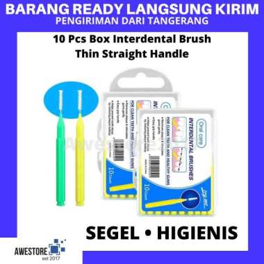 STRAIGHT Interdental Brush Lurus Sikat Gigi Ortho Behel Kawat Tusuk Gigi Sela Floss Dental Care Box