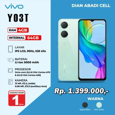 Handphone Vivo Y03T Ram 4/64Gb Gem Green