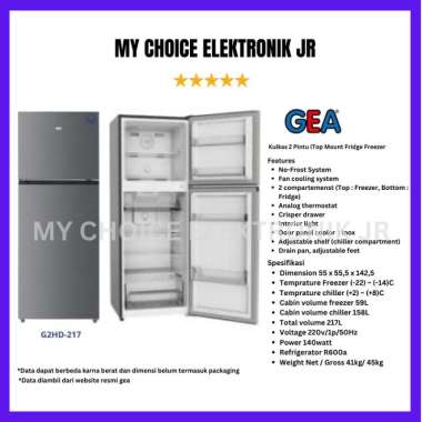 GEA G2HD-217 Kulkas 2Pintu / G2HD217