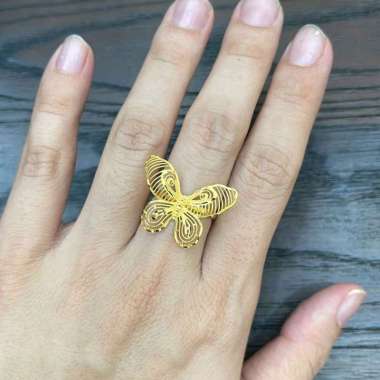 Cincin Allsize Kendari Kupu Koleksi Josean Hadiah Ultah Emas Asli 2.40gr/875