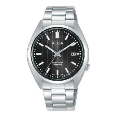 Jam Tangan Unisex Alba Active AG8M33X1 Black Patterned Dial Stainless Steel Strap