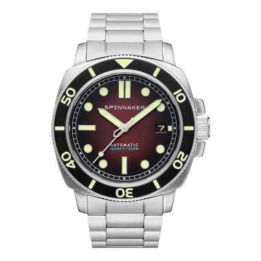 Jam Tangan Pria Spinnaker Hull Diver SP-5088-33 Automatic Ombre Red Dial Stainless Steel Strap