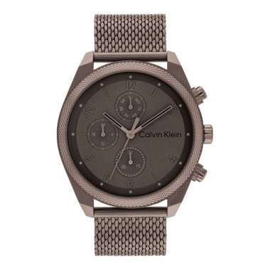 Jam Tangan Pria Calvin Klein Impact 25200361 Men Brown Coffee Dial Mesh Stainless Steel Strap