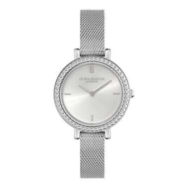 Jam Tangan Wanita Olivia Burton Classic 24000160 Ladies Vintage Bead Silver Dial Mesh Strap