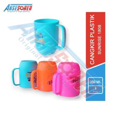 Aksesoren Cangkir Plastik Sunrise [1808/1 Pcs] / Gelas Mug Cantik 350 Ml / Peralatan Minum / Gelas K