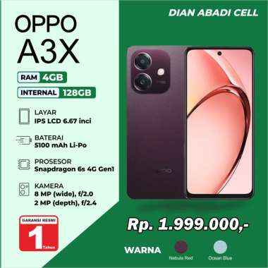 Handphone Oppo A3X Ram 4/128Gb Ocean Blue