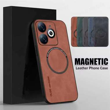 Case INFINIX SMART 8 / SMART 8 PRO / INFINIX HOT 40I Casing Magsafe Luxury Leather Magnetic Anti Lic