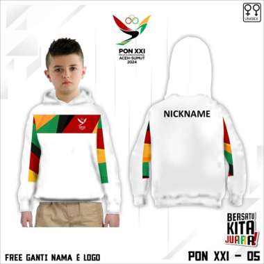 Hoodie baju anak pon XXI 2024 aceh sumut jersey kaos pon 2024 F lengan panjang 1 Putih