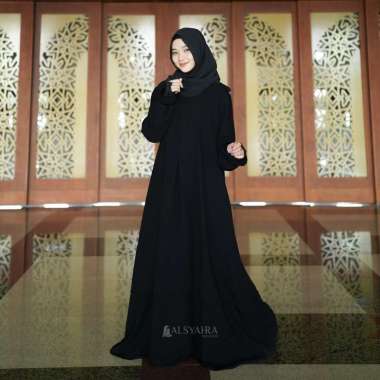 Alsyahra Exclusive Abaya Gamis Syari Salamah Jetblack L-XL