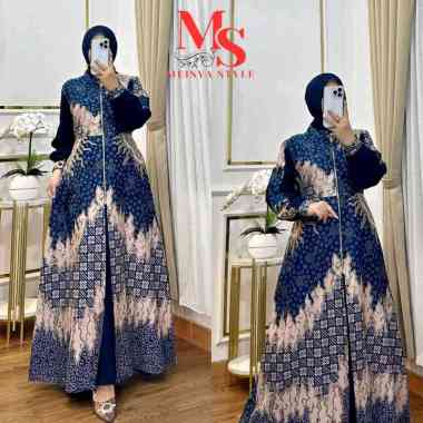 Shalimado Store Gamis Batik Outer Lepas 2 In 1 Terbaru 2026 ukuran Semua Ukuran Navy