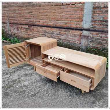 Meja tv minimalis modern terbaru kayu jati NON FINISHING