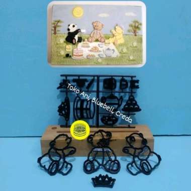 Patchwork Cutter Teddy Bears Picnic Set , Untuk Fondant, Gumpaste, dll ( 14544P )