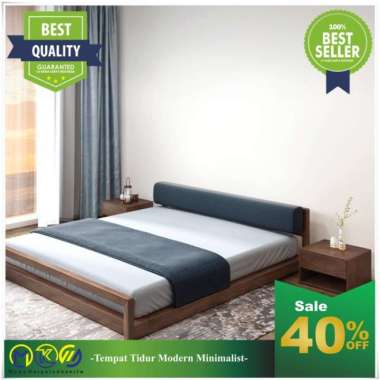 Ranjang tempat tidur dipan kayu jati model jepang kepala busa empuk 120x200