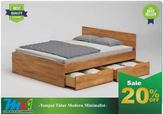 Ranjang minimalis kayu jati elegan harga murah Tempat tidur dipan kayu 180x200